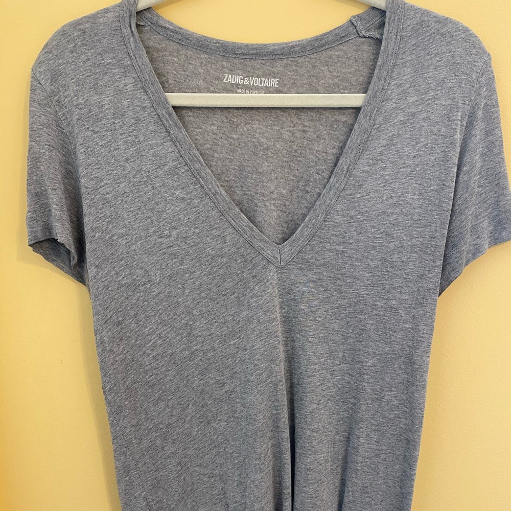 Zadig Voltaire Grey Metallic Trimmed TShirt